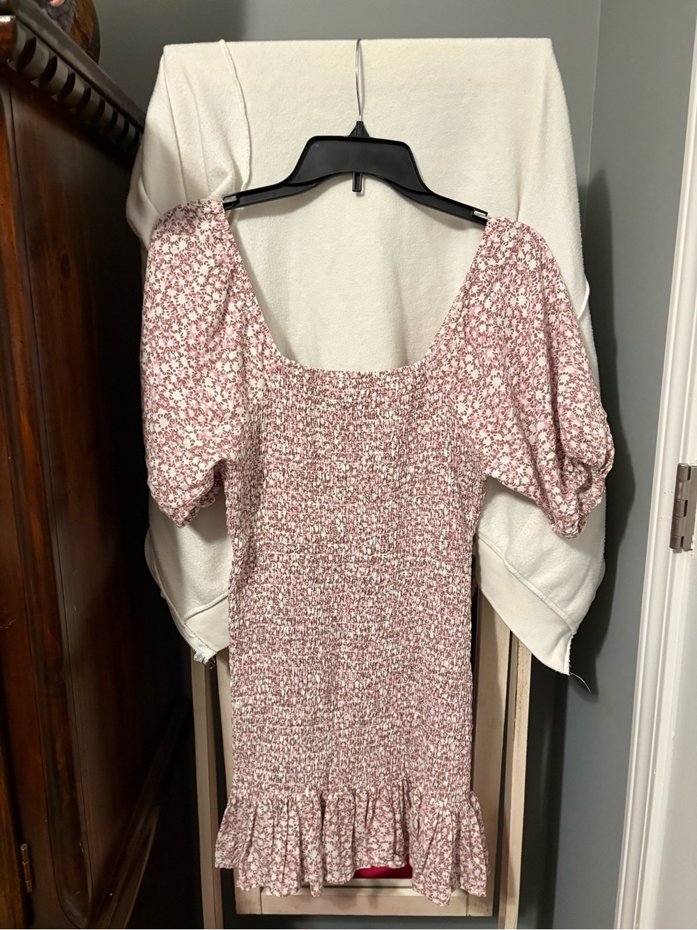 Japna Pink/White Floral Smocked Mini Dress
